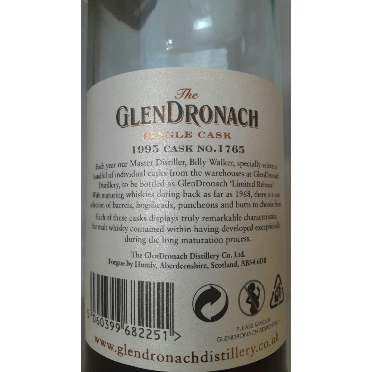 Glendronach single cask 1995, 20 years, oloroso sherry puncheon, no.1765