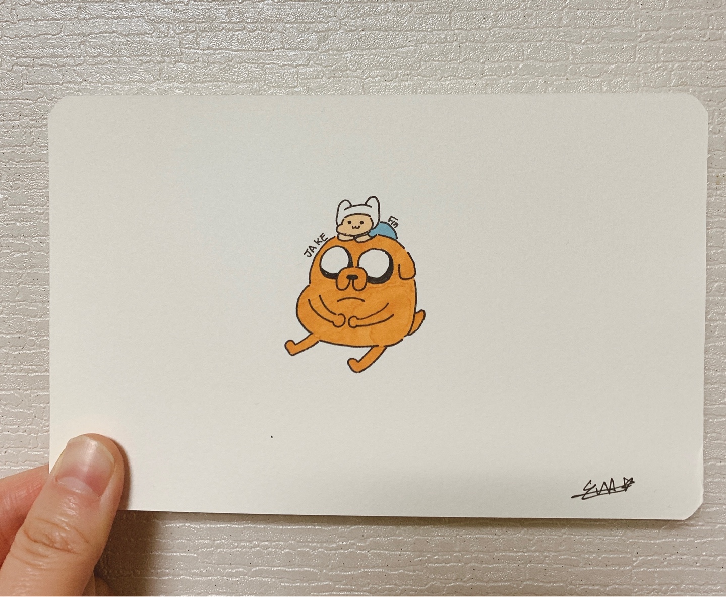 직접 그린 핀과 제이크