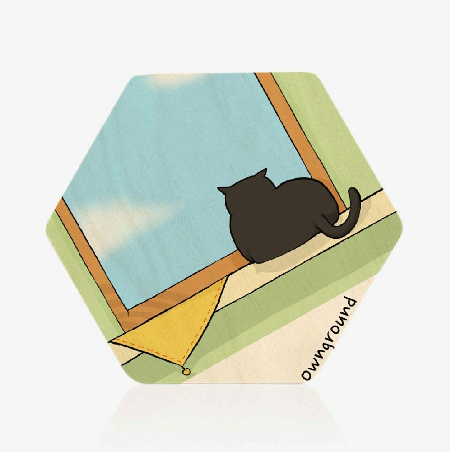 <What color is today?>glass, 
<good day and a cat> coaster