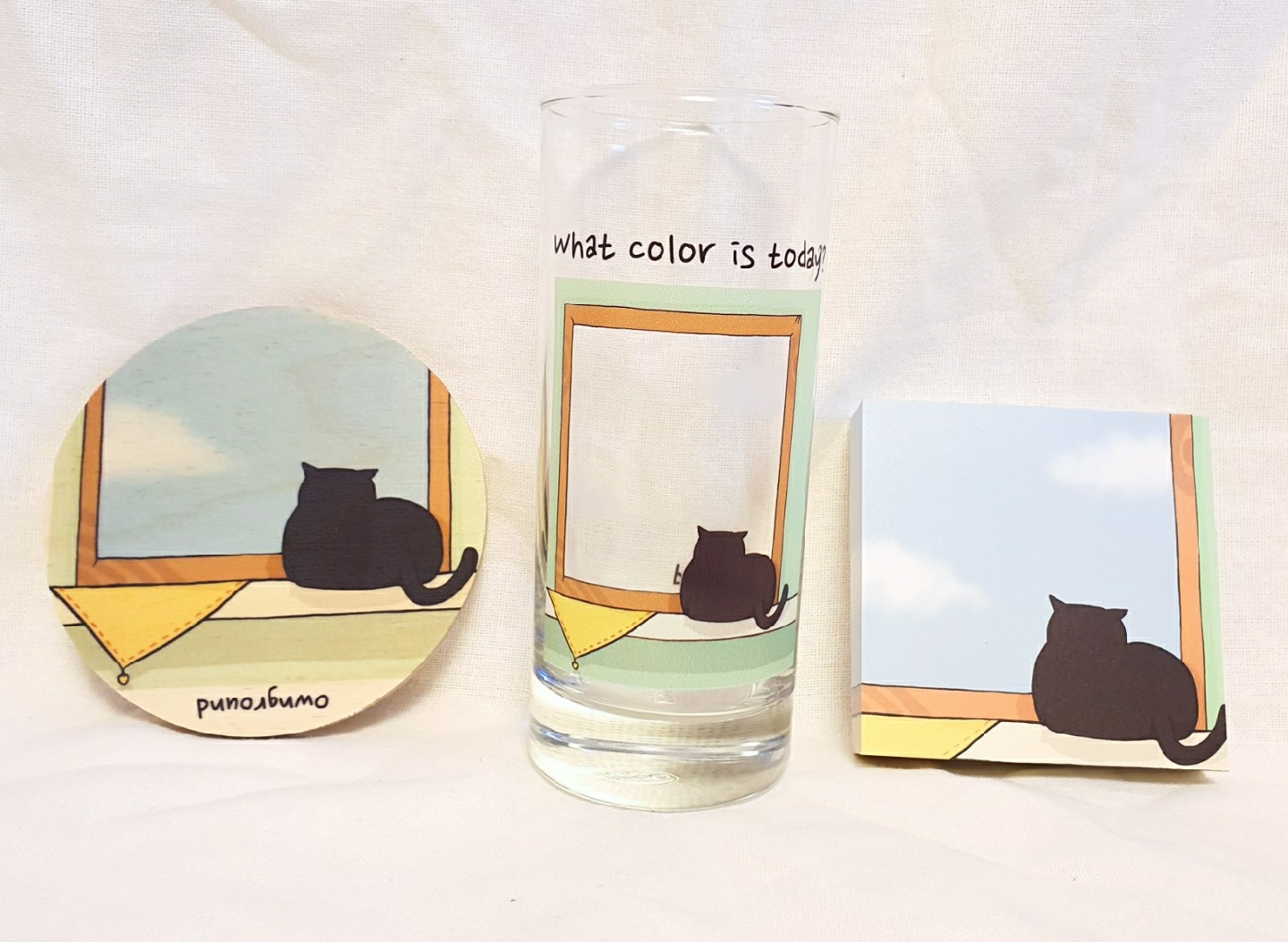 Cosy line - <Polar bear>, <Good day and the cat> glass, coaster
