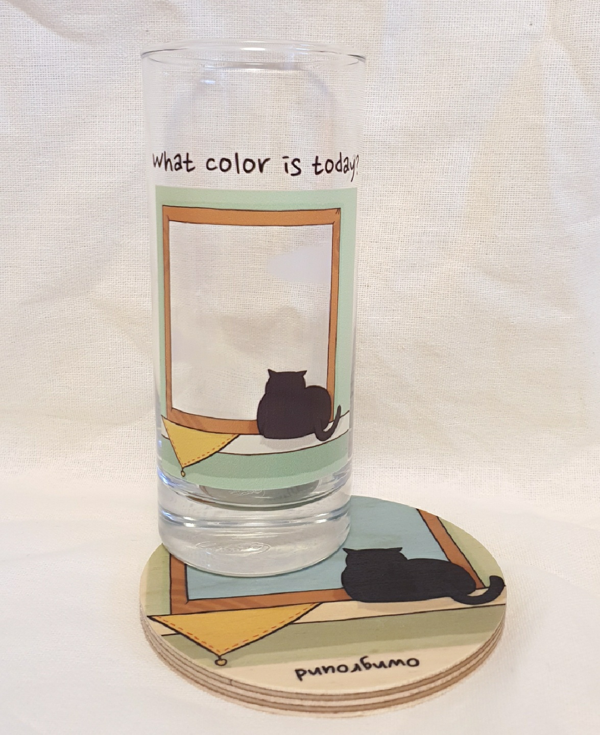 Cosy line - <Polar bear>, <Good day and the cat> glass, coaster