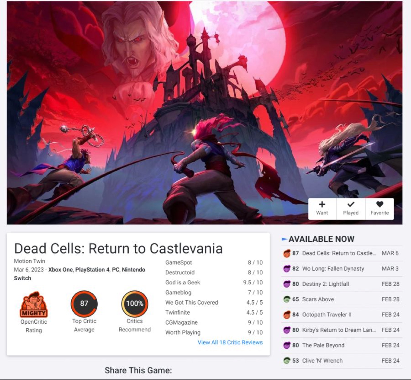 Dead Cells: Return to Castlevania