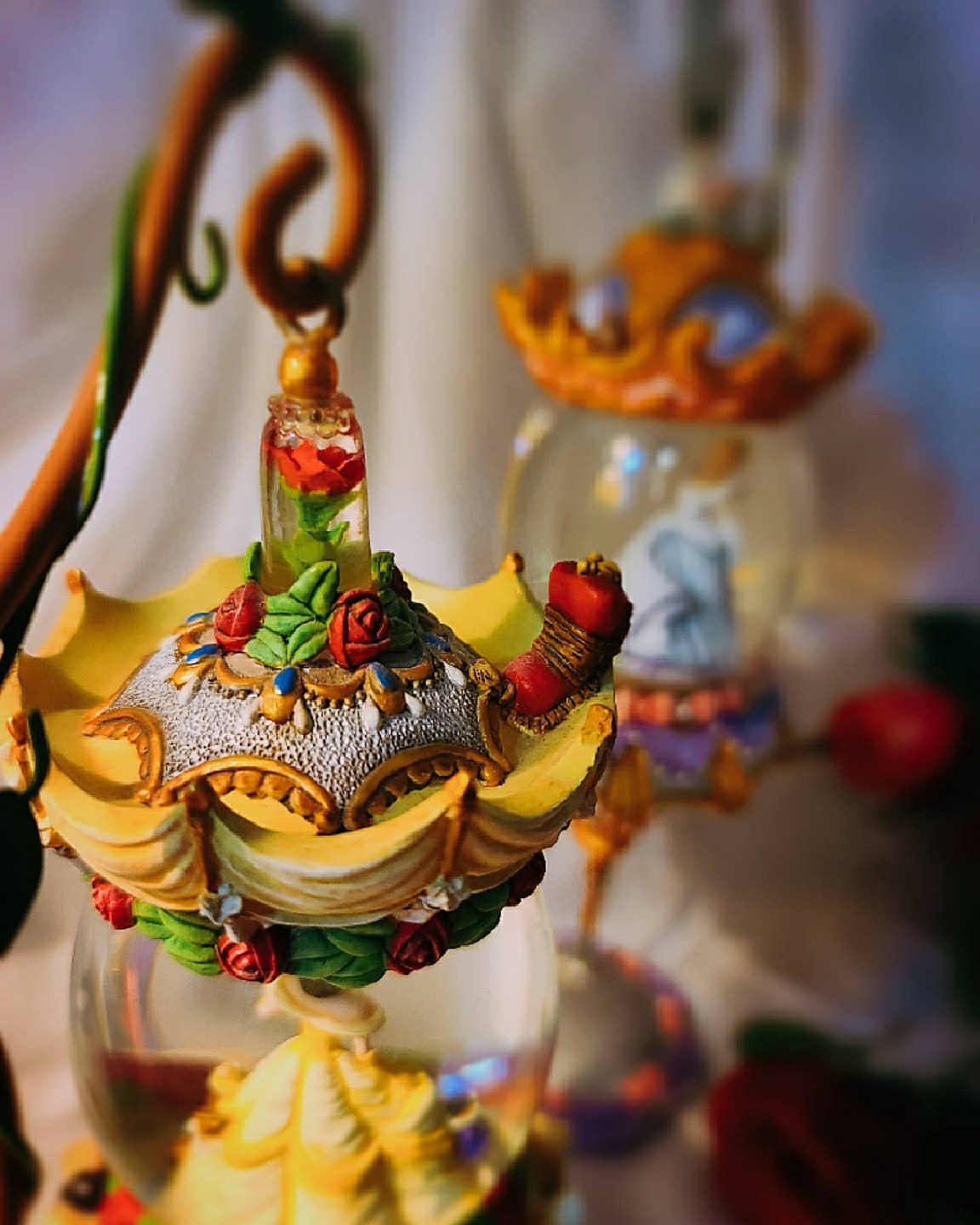 beauty and the beast😍hanging snowglobe