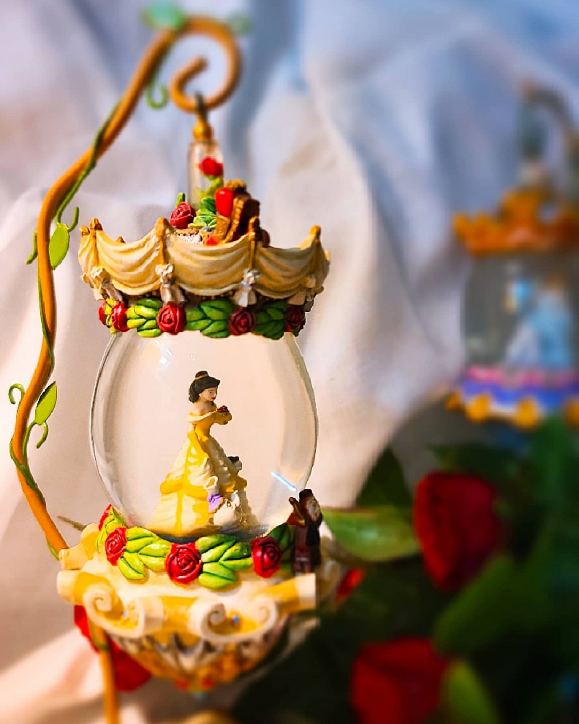 beauty and the beast😍hanging snowglobe