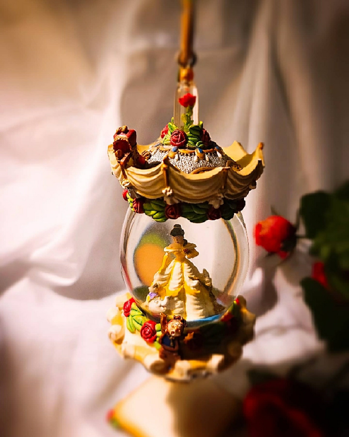 beauty and the beast😍hanging snowglobe