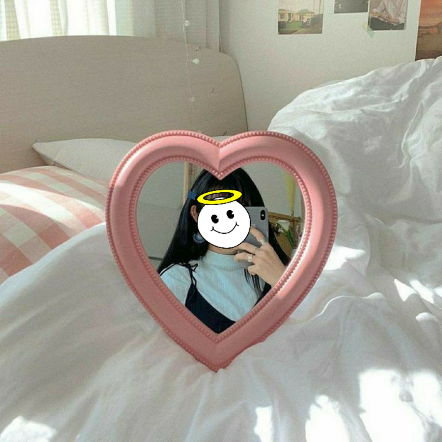하트거울 이쁘다..