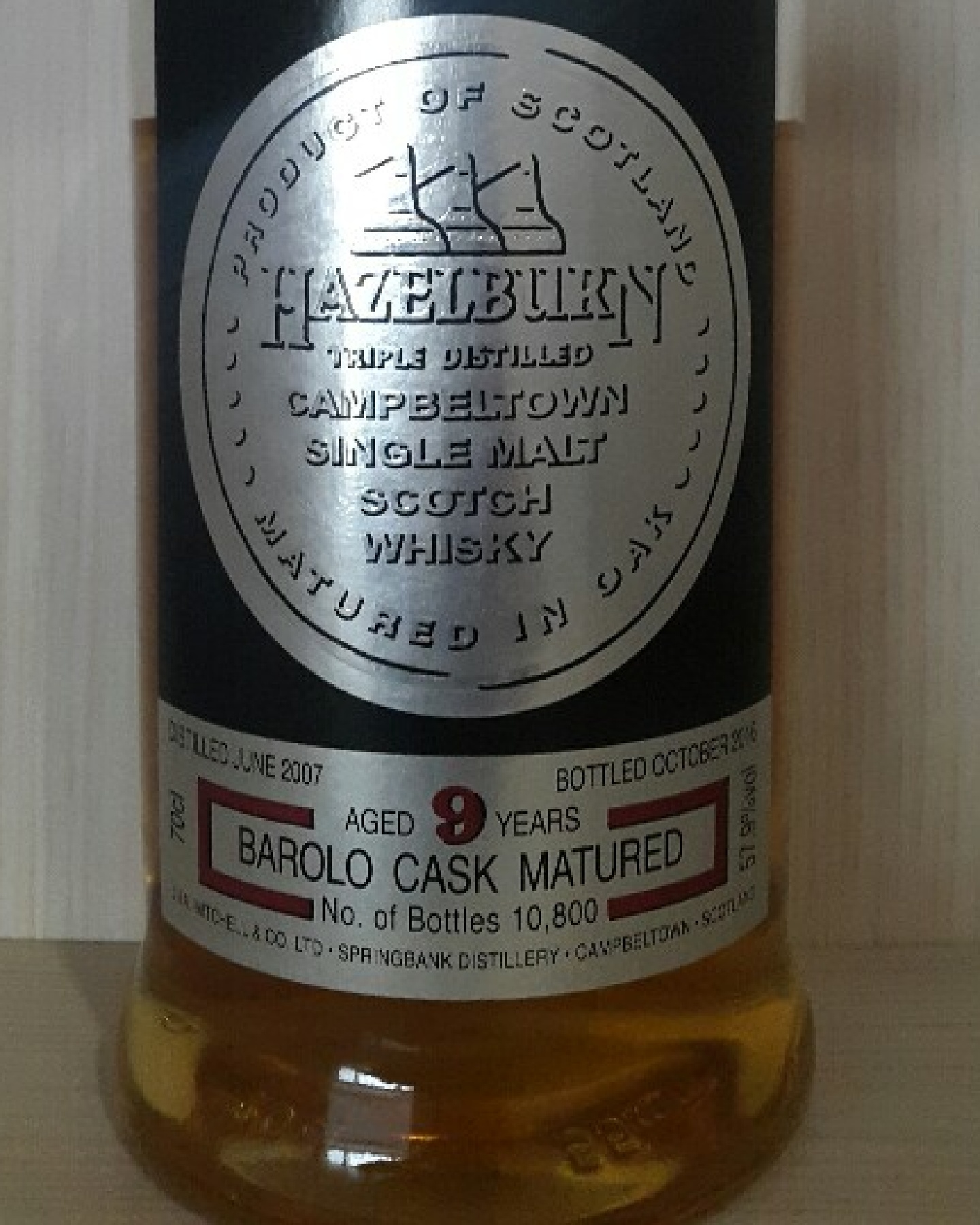 Hazelburn 9 years barolo cask, 57.9%