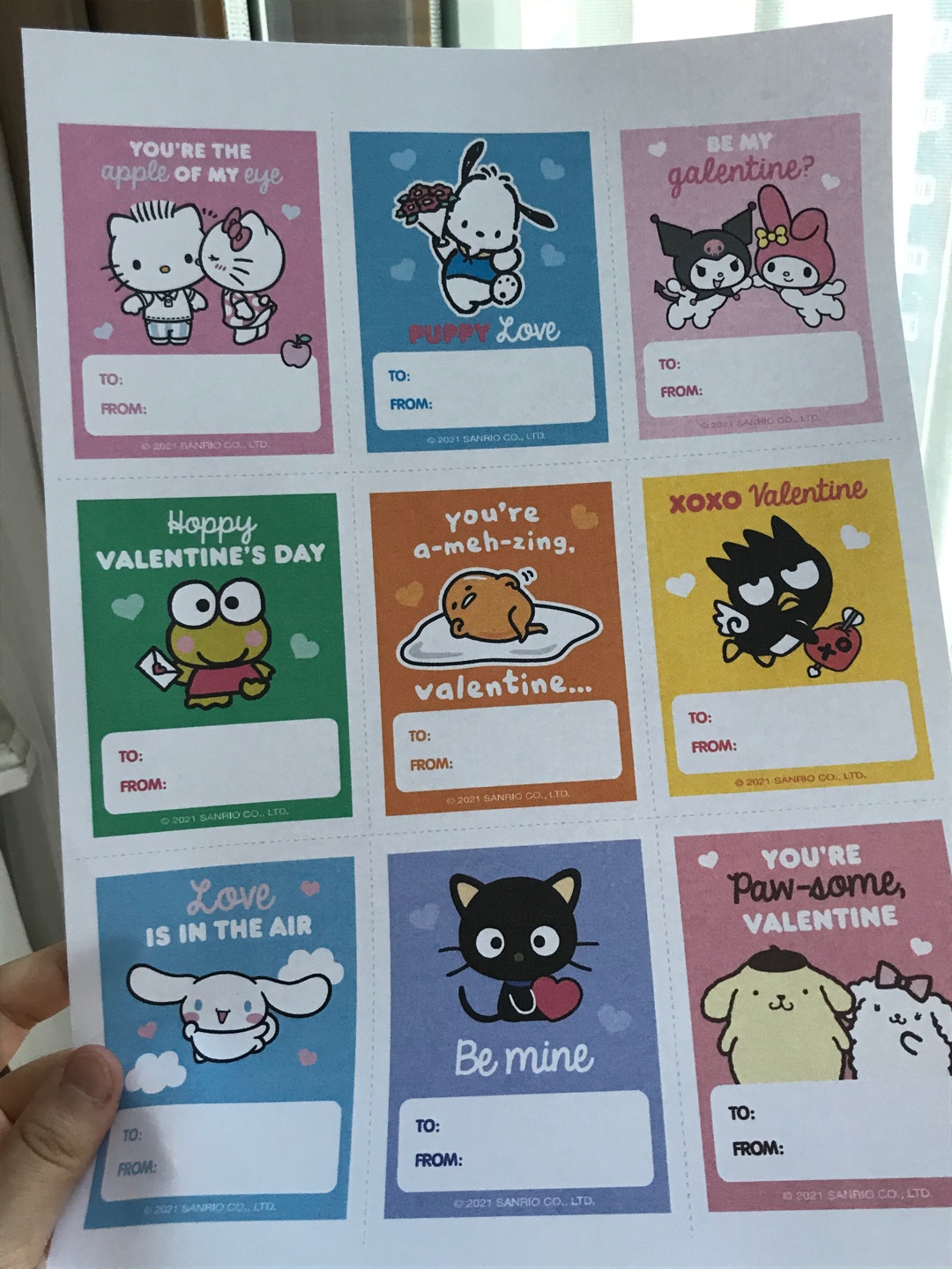 산리오 발렌타인 카드!