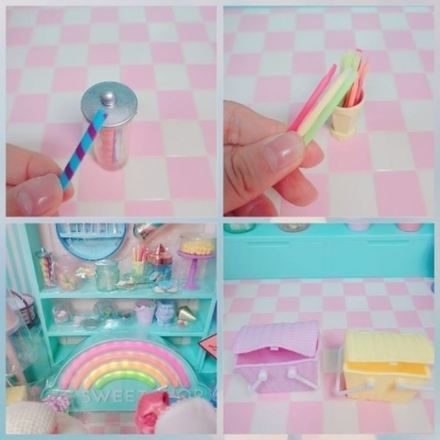 GGsweetshop 이거 진짜 새거로 구했어요♡
무지개  간판에선 불이 들어옵니다🎀